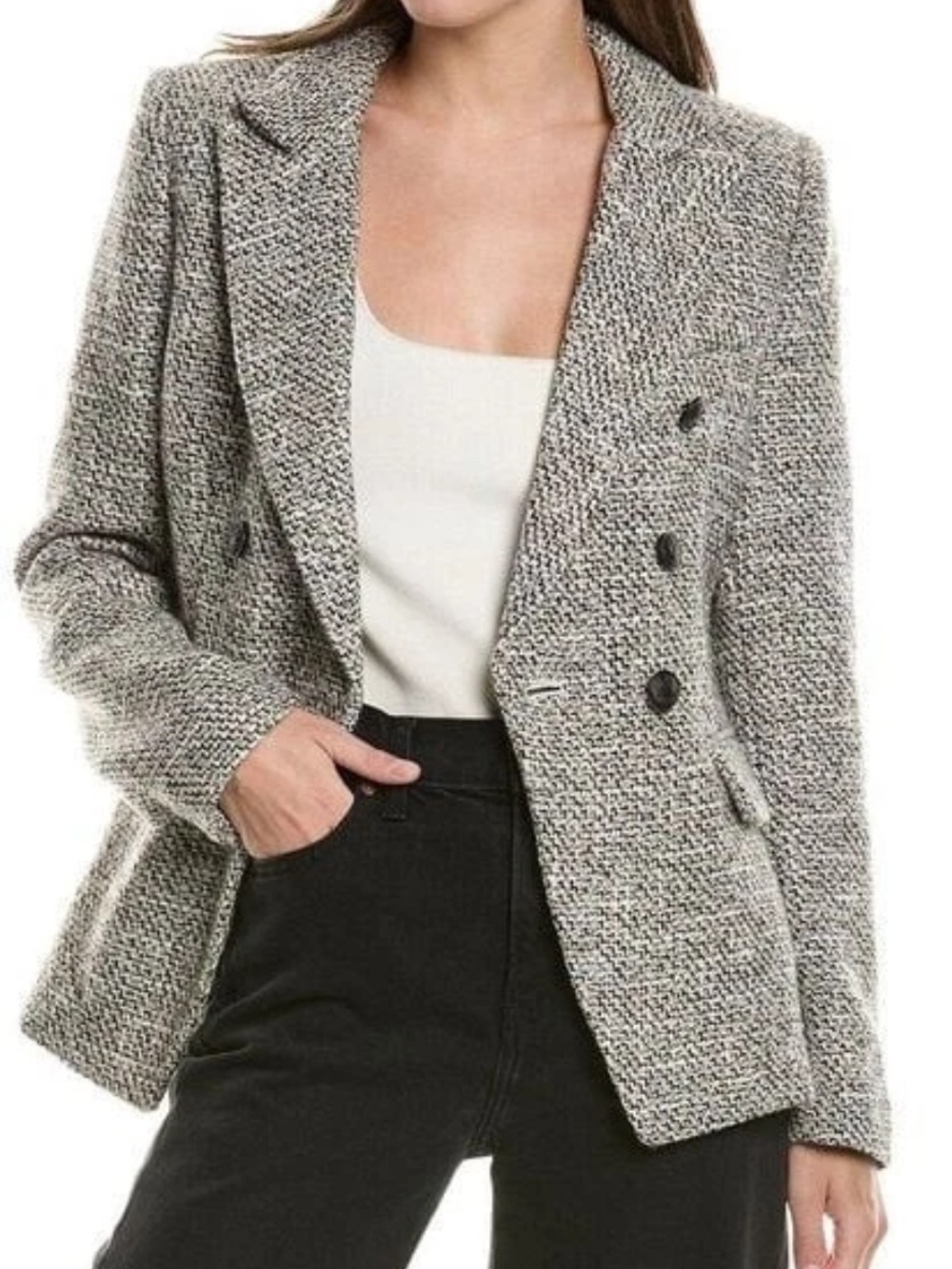 rag & bone luxe Preston Light Academia Double Breasted Tweed Blazer XS